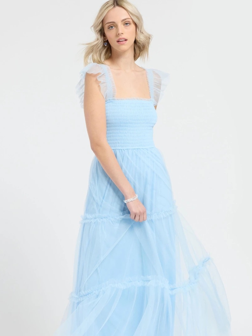 Light Blue Ruffle Strap Maxi Dress - Picture 2 of 5
